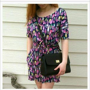 Tracy Negoshian Sinch Waist MultiColor Navy Blue Pink Dress Sz S (4-6) #330